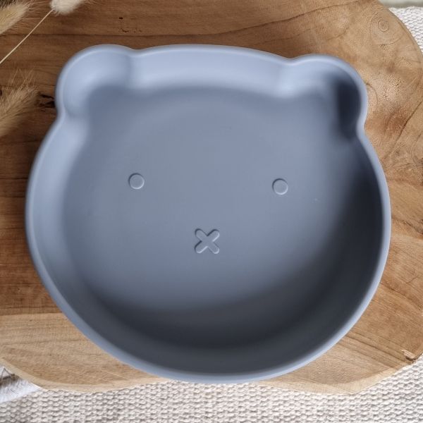 Rammelaartje Silikonteller Bär Graublau